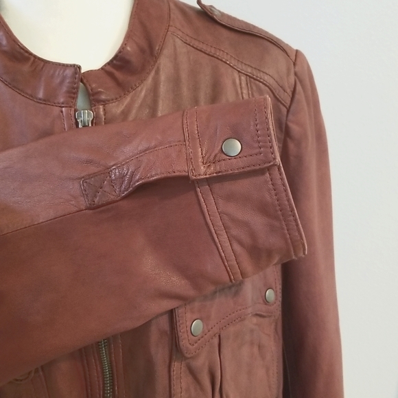 Hinge Whiskey Brown Leather Jacket - Picture 3 of 7